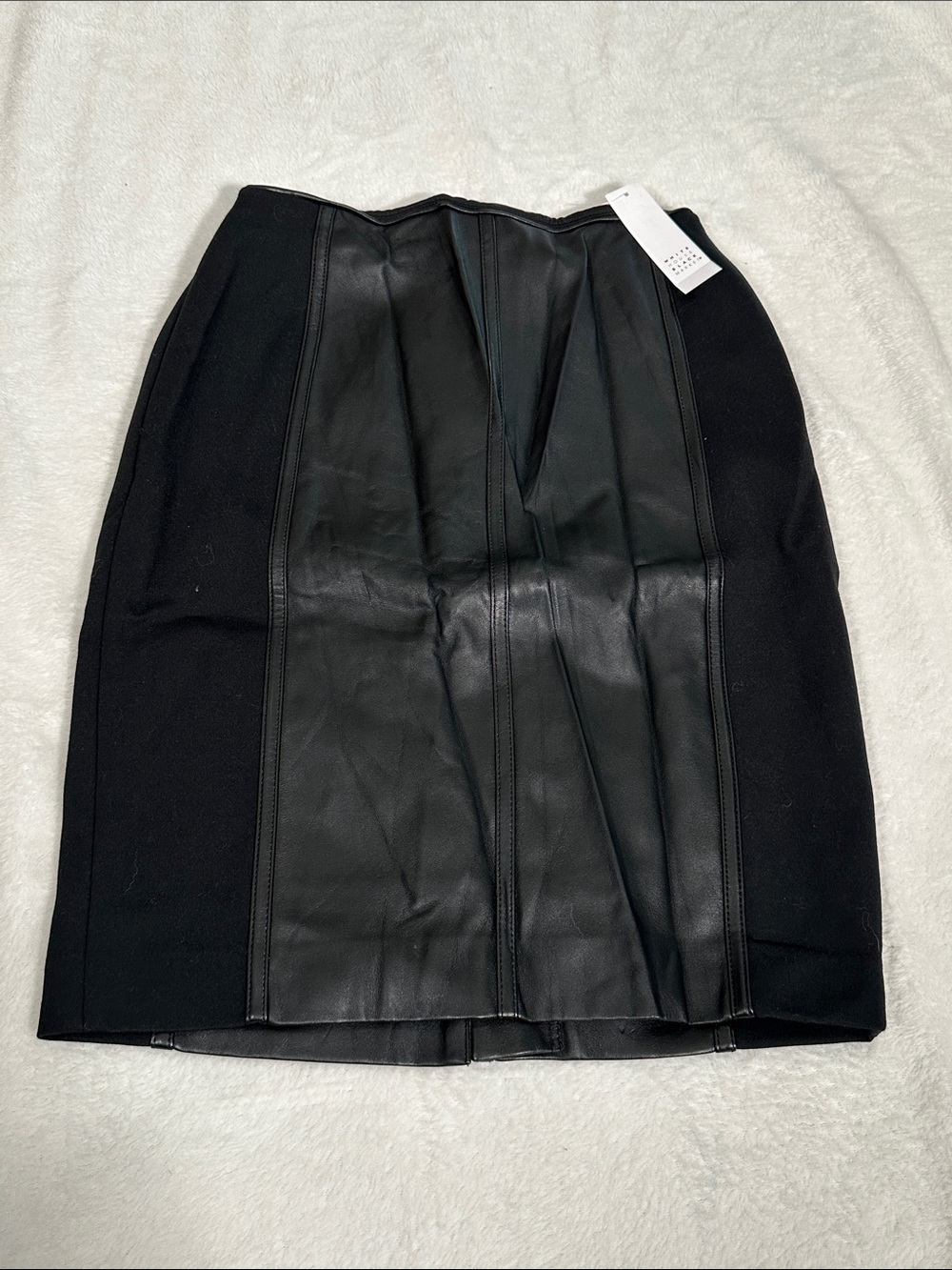NWT! White House Black Market Black Faux Leather Paneled Pencil Skirt